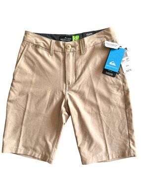 NEW Quiksilver Shorts Boys 12 Khaki Amphibian Hybrid Walkshorts 4-Way Stretch
